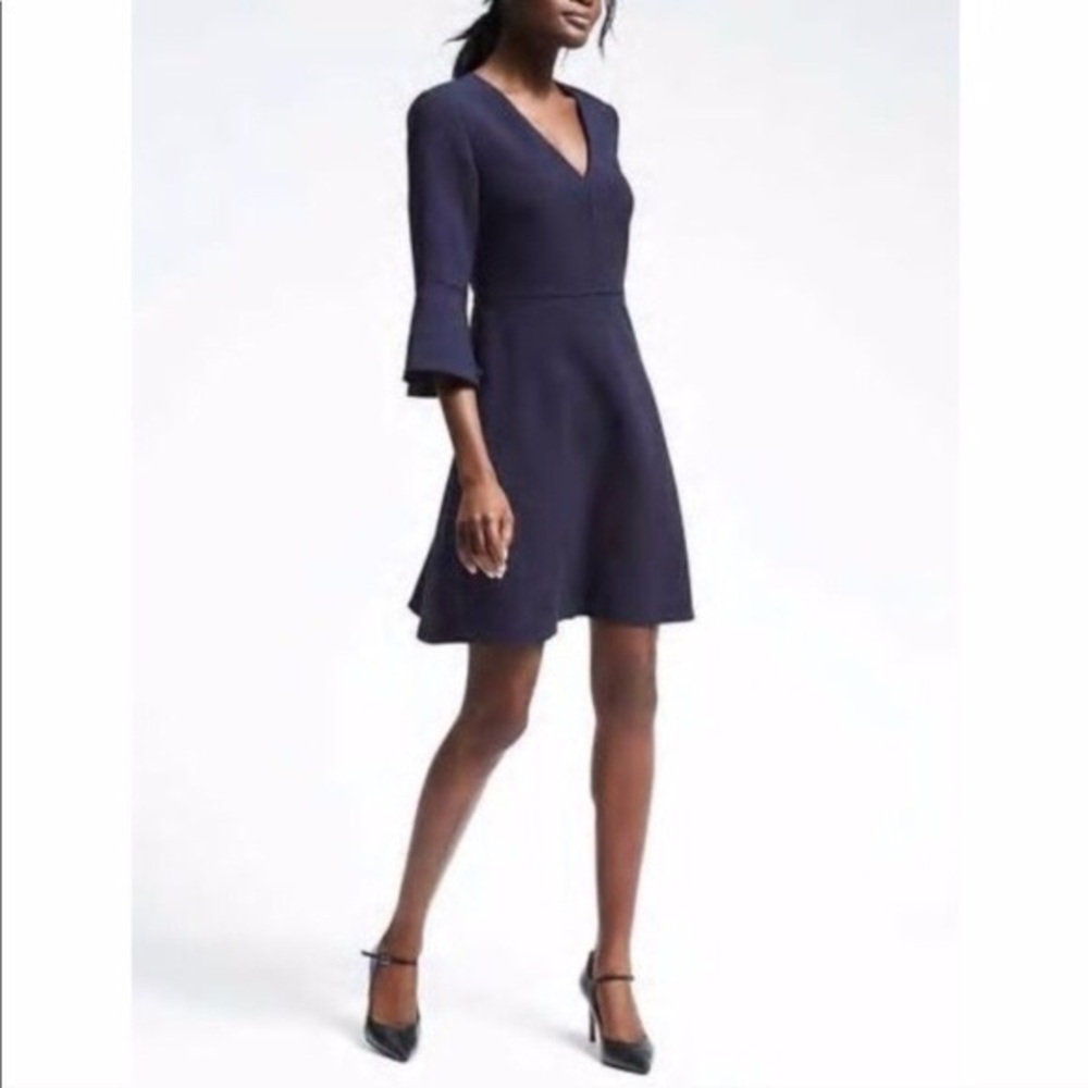 Banana Republic navy bell sleeve dress